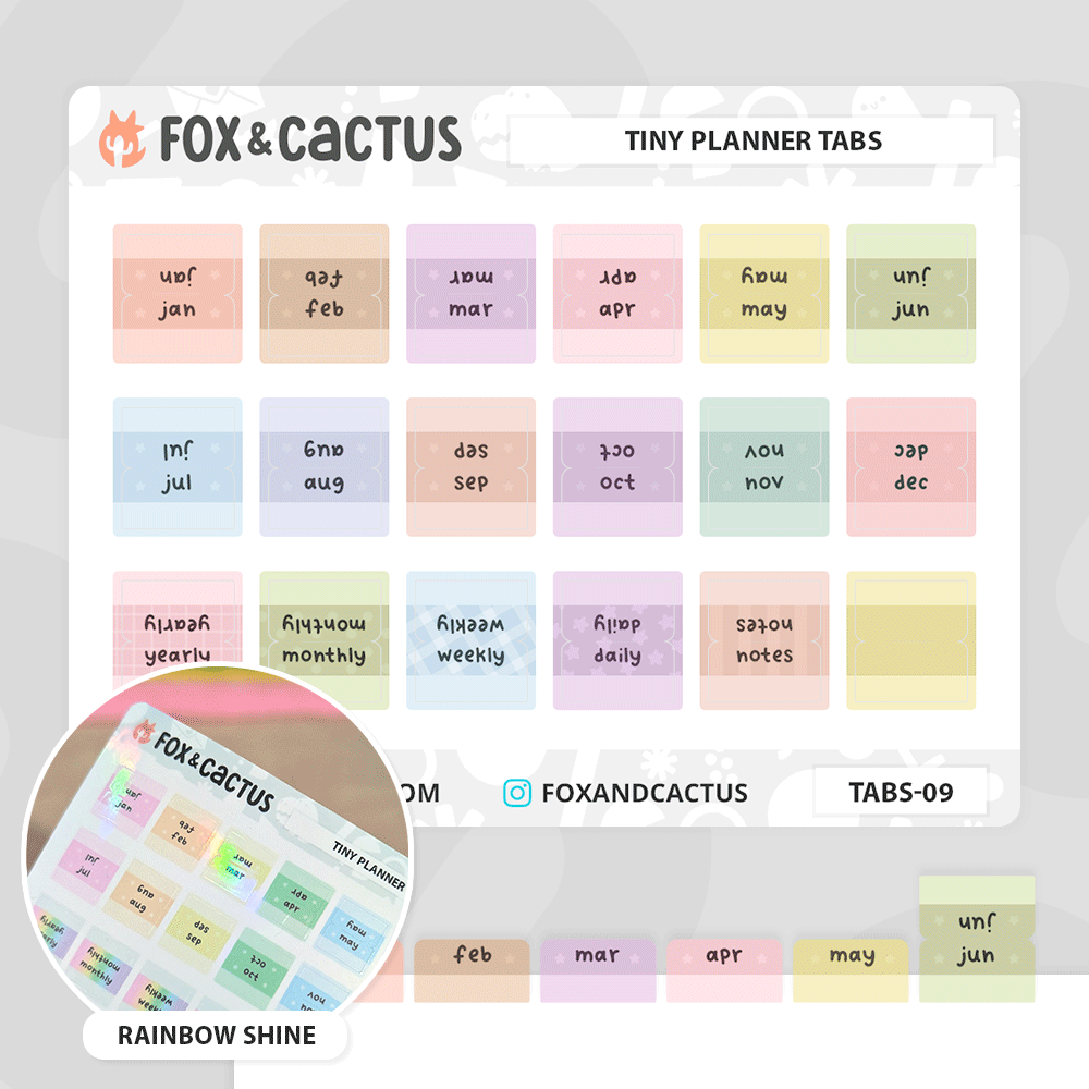 Tiny Monthly Tabs (Rainbow Shine) Stickers