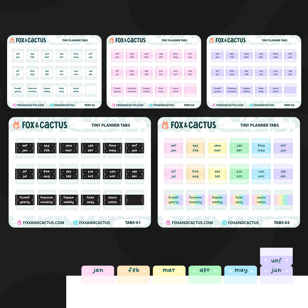 Tiny Monthly Tabs (Matte) Stickers