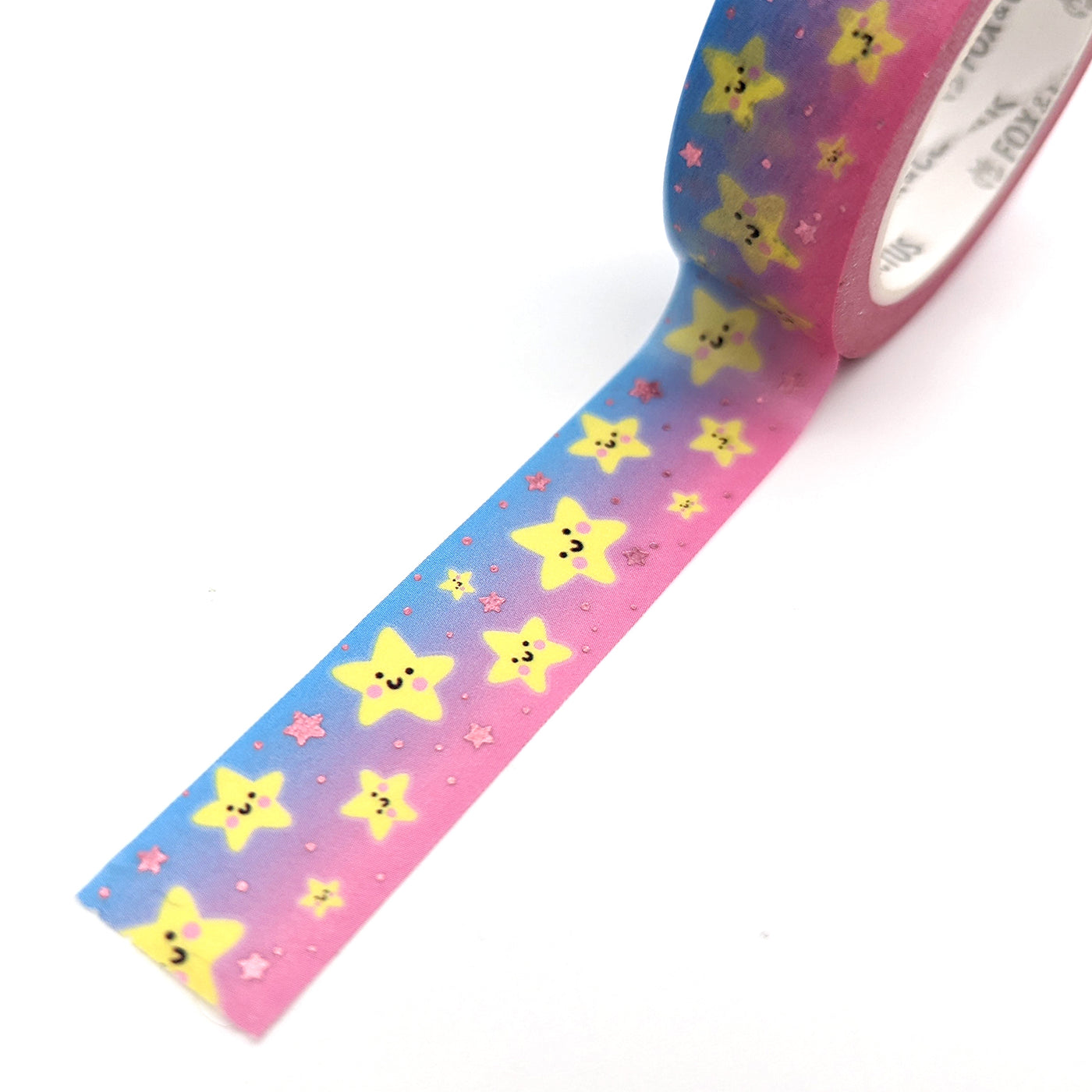 Kawaii Star Washi Tape (Pink Foil) by Fox and Cactus