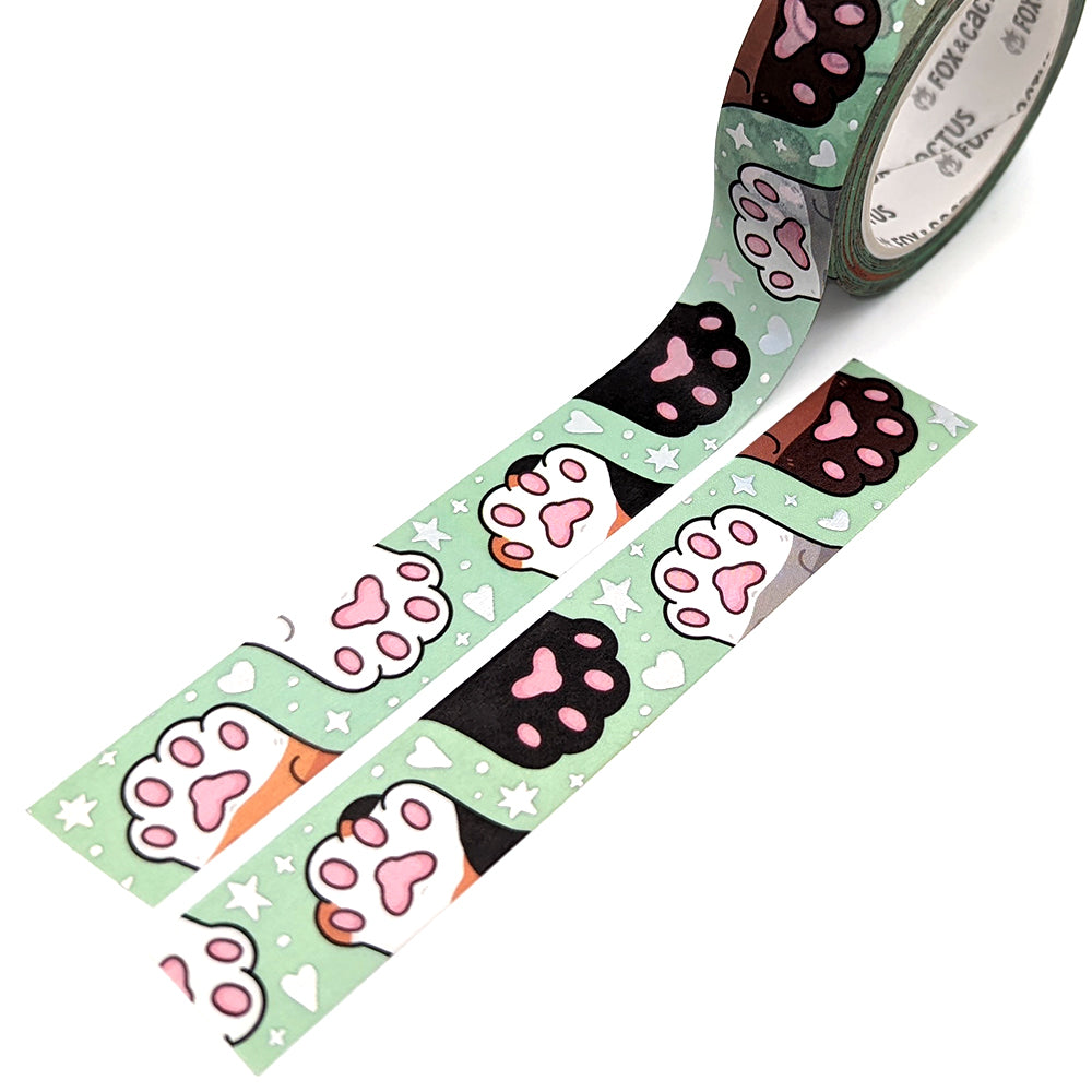 Cat Beans (Mint) Washi Tape (Holo Foil)