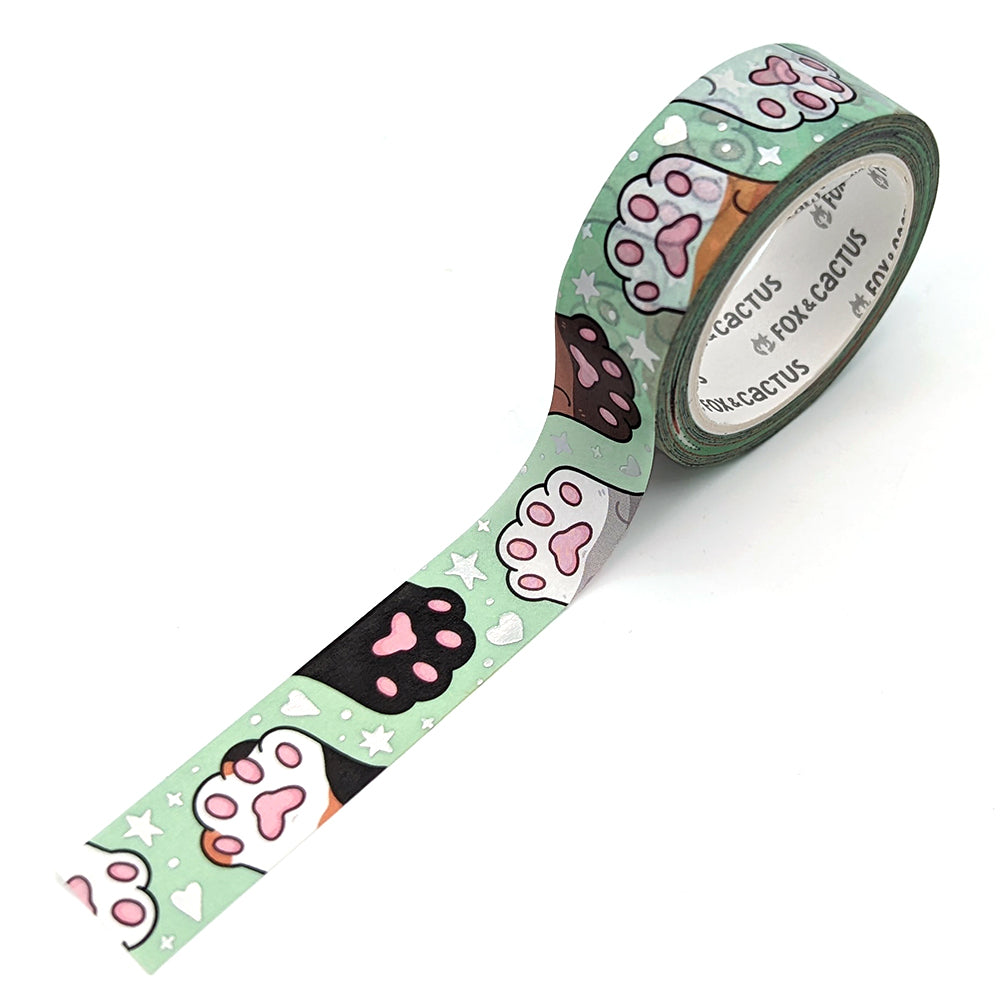Cat Beans (Mint) Washi Tape (Holo Foil)