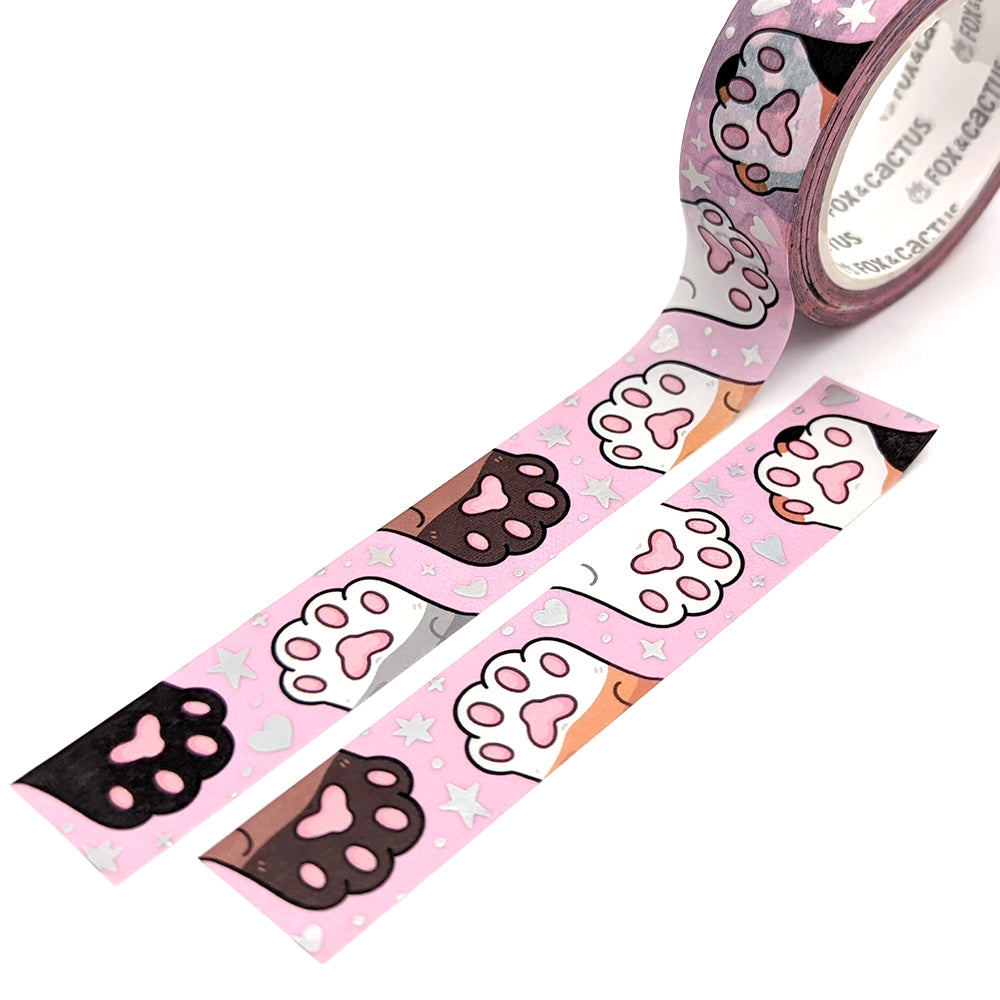 Cat Beans (Pink) Washi Tape (Holo Foil)