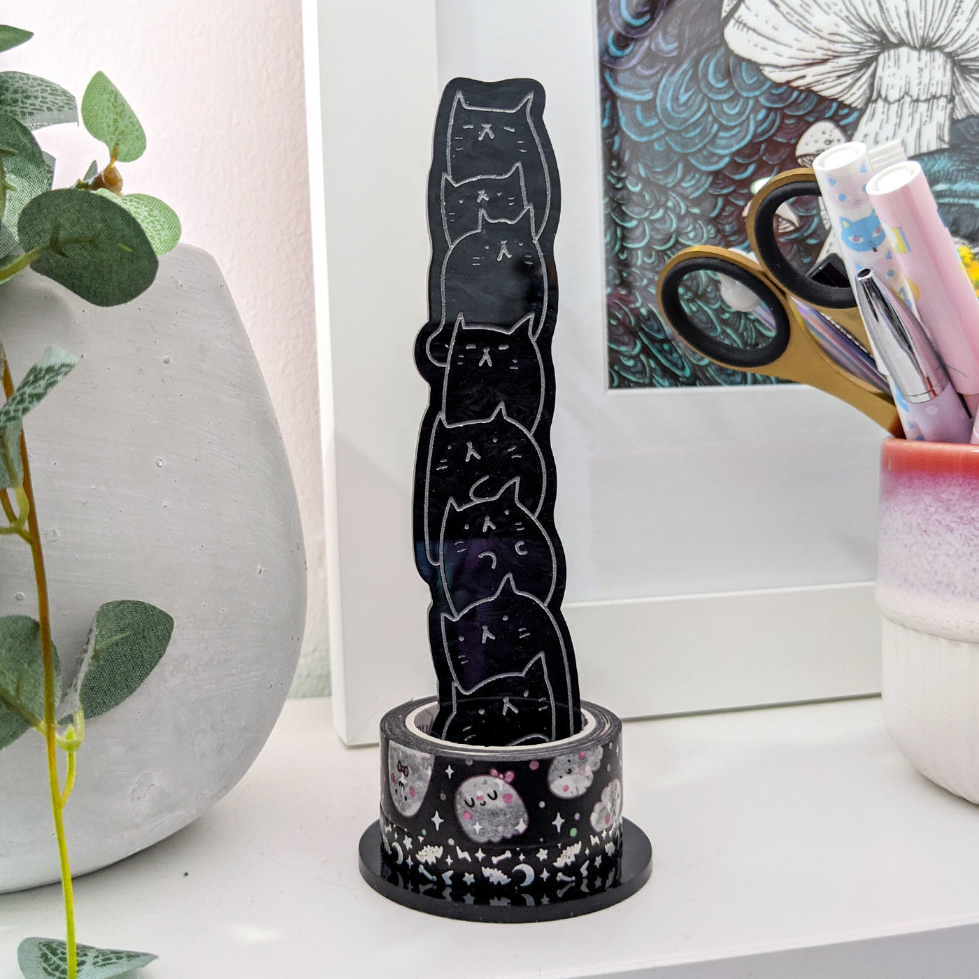 Black Cat Stack Acrylic Washi Stand by Fox and Cactus