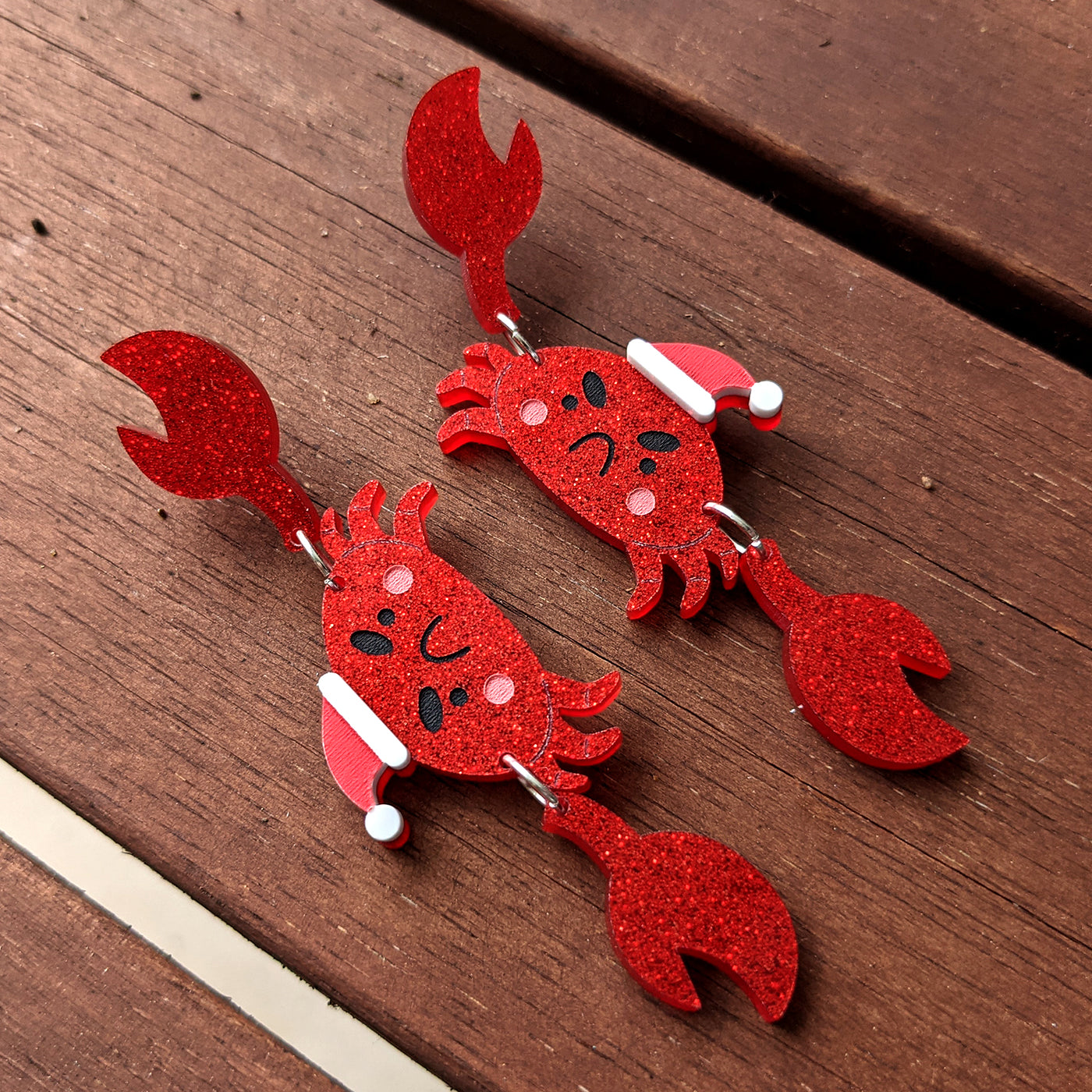 Cranky Christmas Crab Dangle Earrings by Fox and Cactus