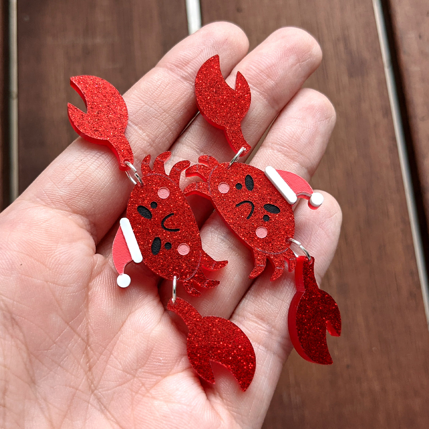 Cranky Christmas Crab Dangle Earrings by Fox and Cactus