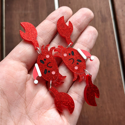 Cranky Christmas Crab Dangle Earrings by Fox and Cactus