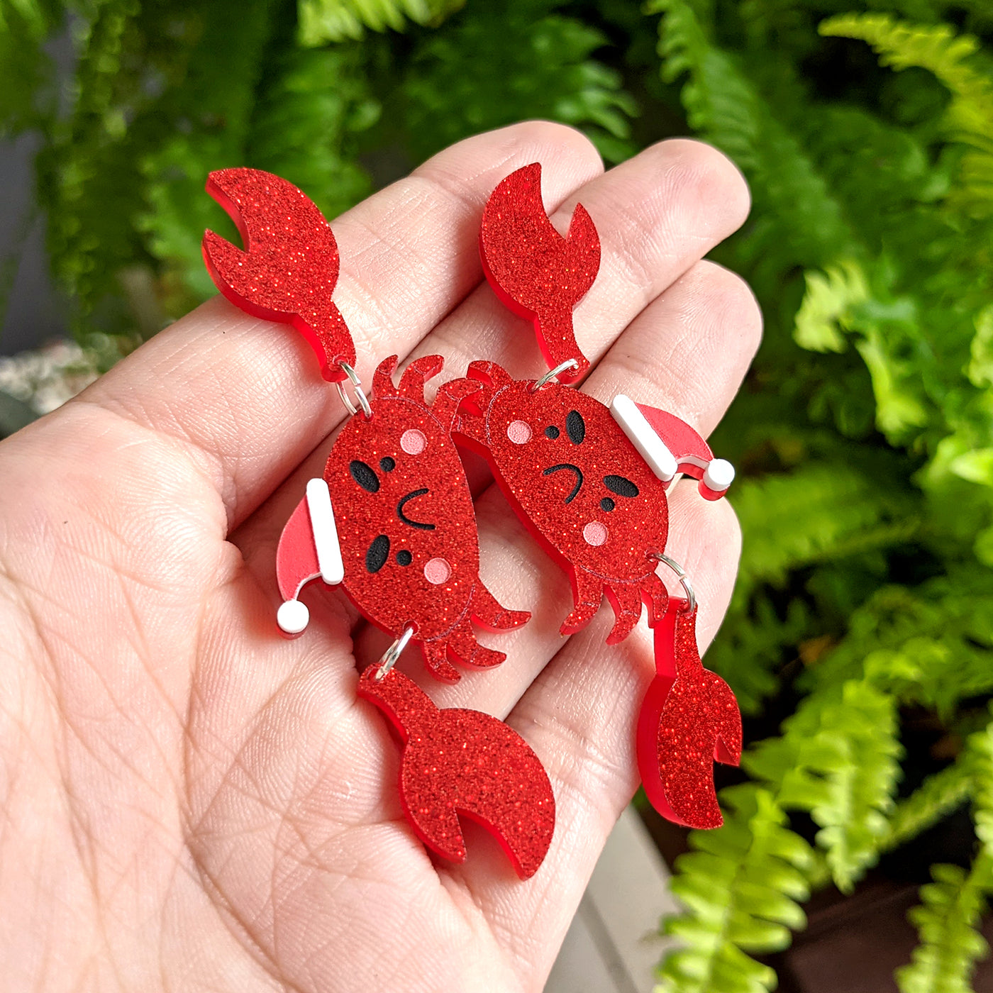 Cranky Christmas Crab Dangle Earrings by Fox and Cactus