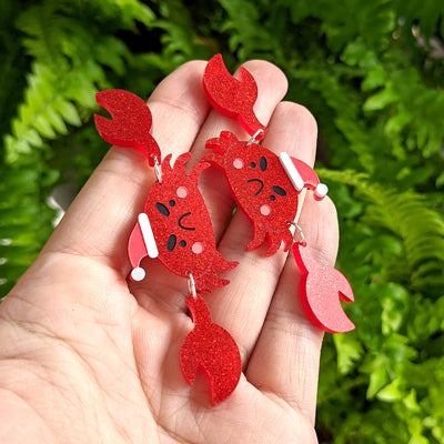 Cranky Christmas Crab Dangle Earrings by Fox and Cactus