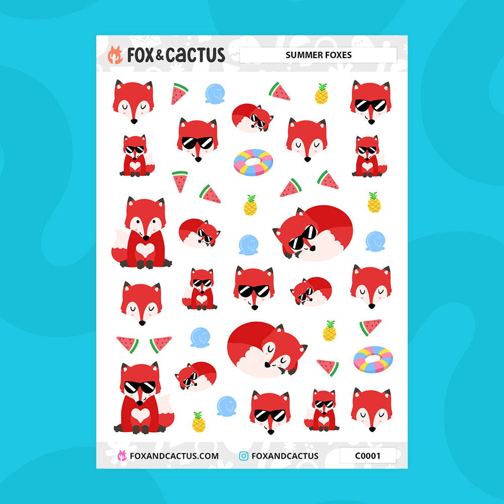 Summer Fox Stickers by Fox and Cactus