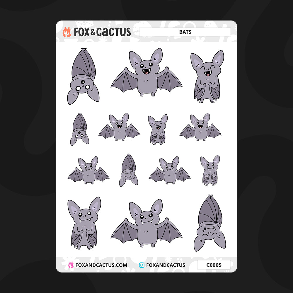 Bat Stickers by Fox and Cactus