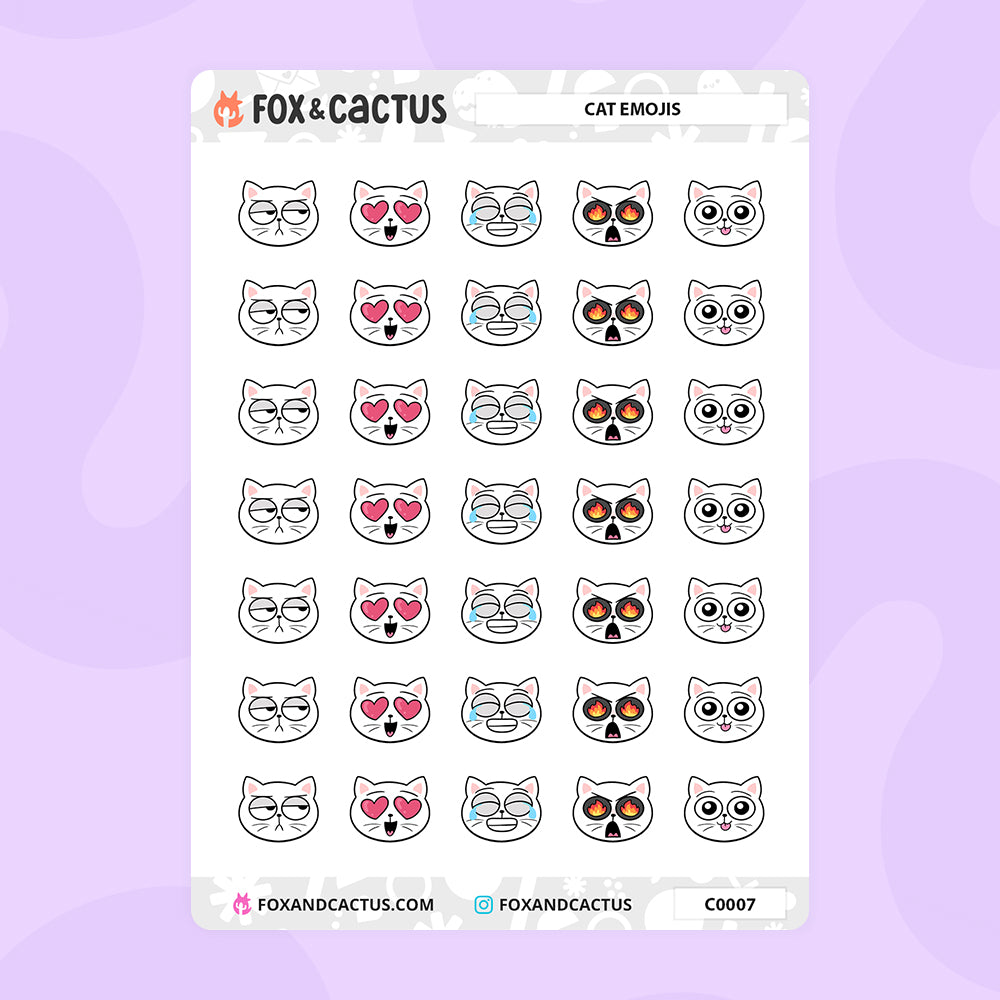 Cat Emojis Stickers by Fox and Cactus