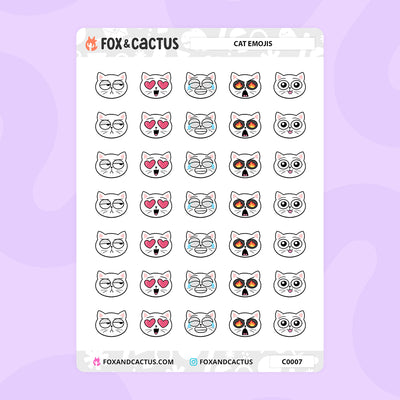 Cat Emojis Stickers by Fox and Cactus