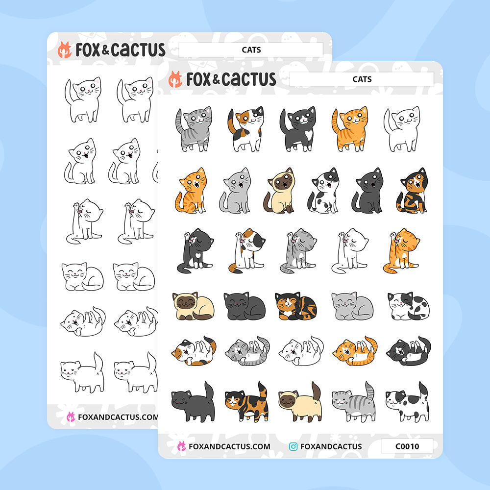 Cat Stickers by Fox and Cactus