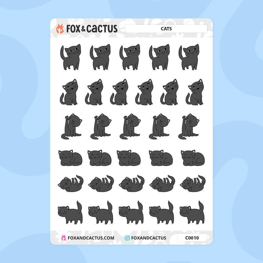 Cat Stickers by Fox and Cactus