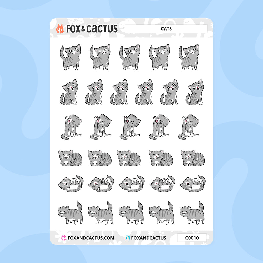 Cat Stickers by Fox and Cactus