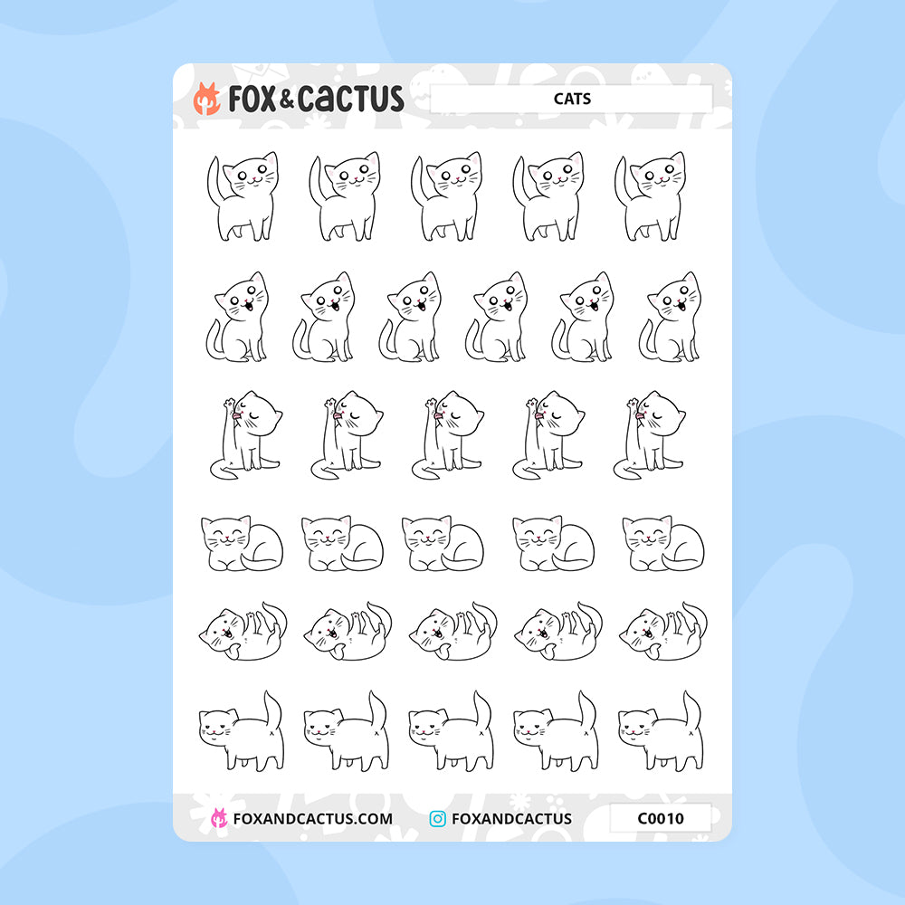 Cat Stickers by Fox and Cactus