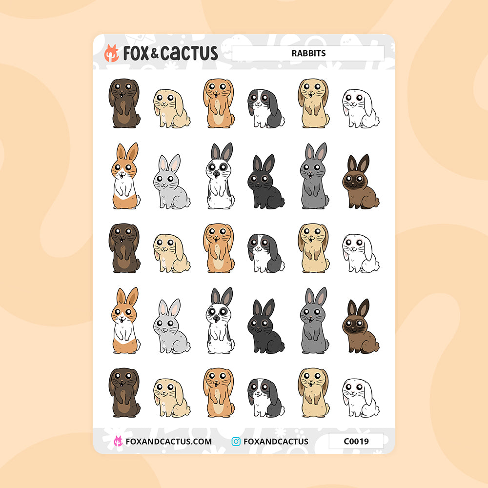 Rabbit Stickers by Fox and Cactus