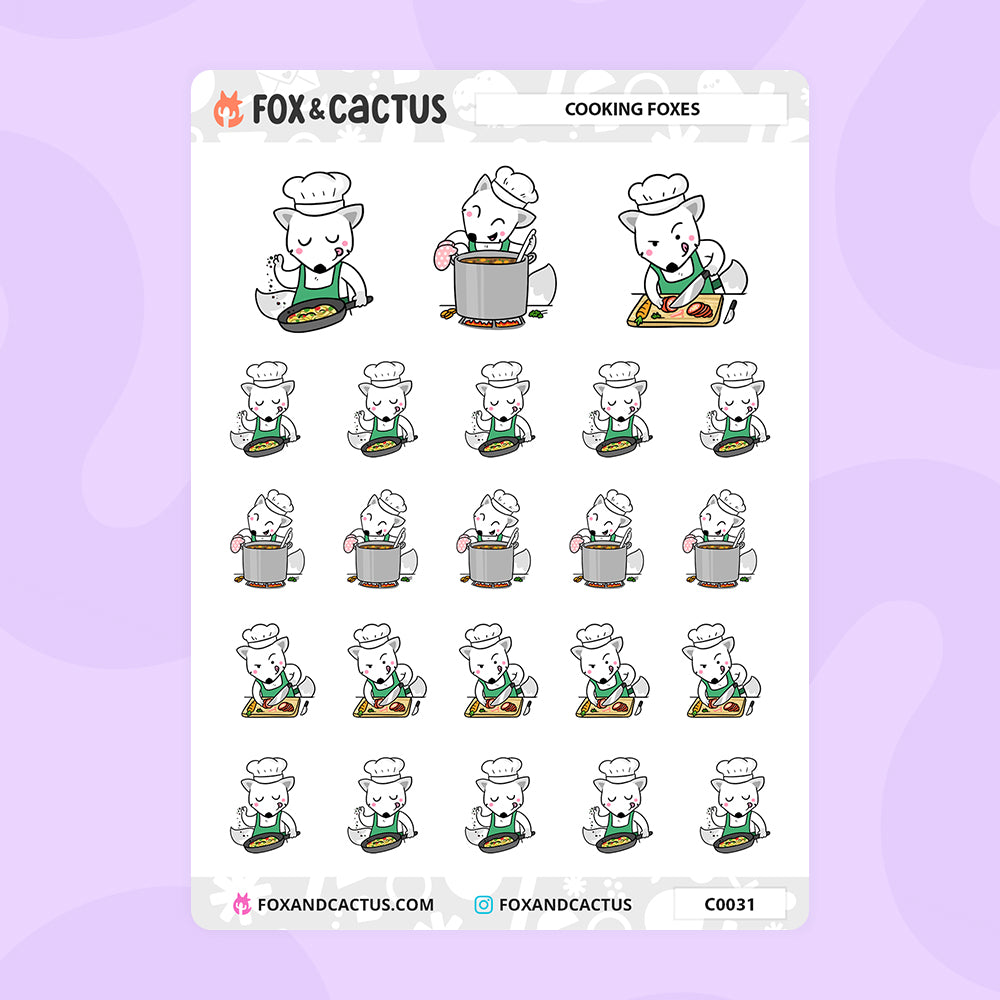 Cooking Foxes Stickers by Fox and Cactus
