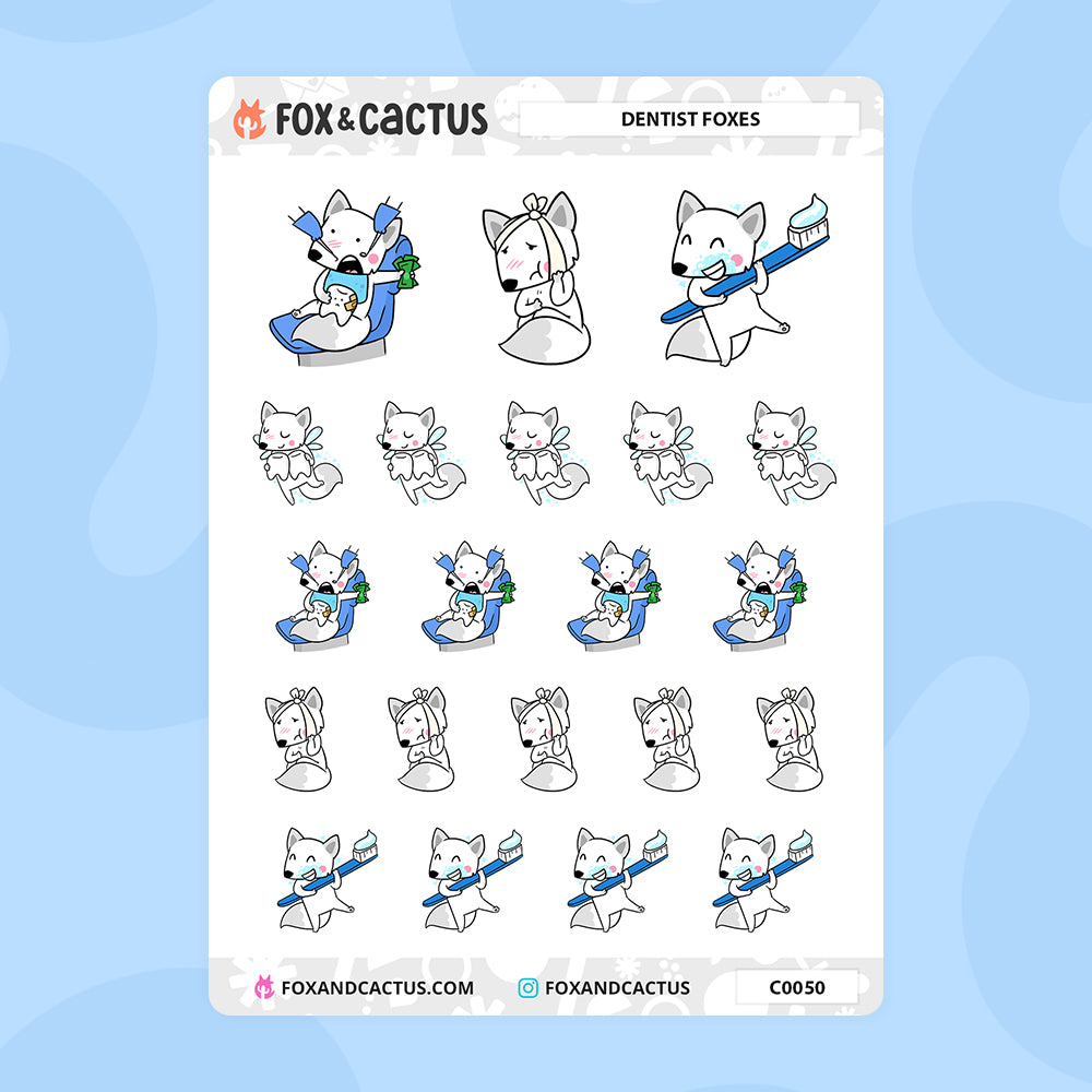 Dentist Foxes Stickers by Fox and Cactus