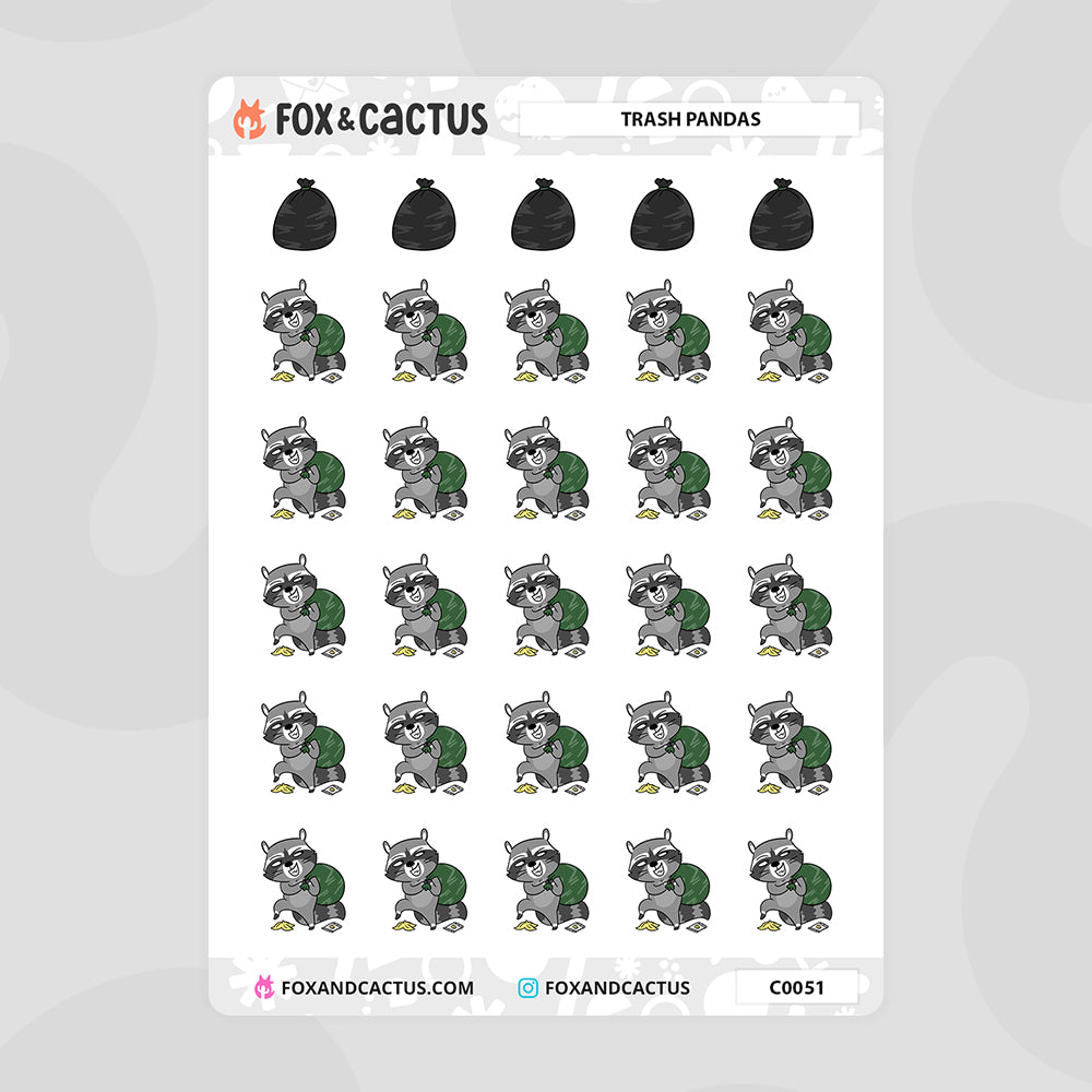Trash Panda Stickers by Fox and Cactus