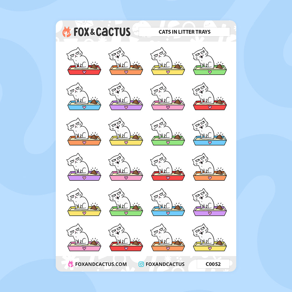 Cat in Litter Tray Stickers by Fox and Cactus