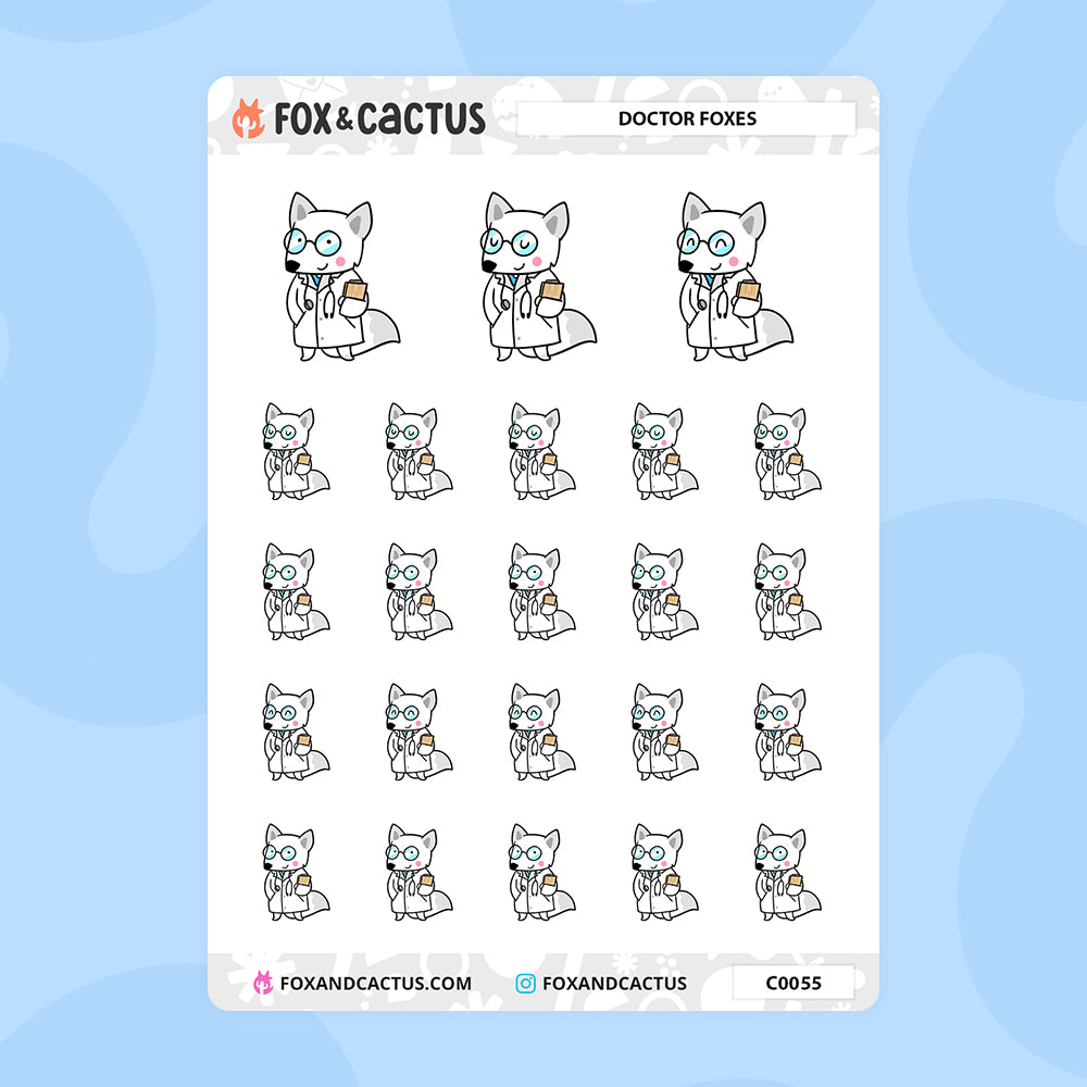 Doctor Fox Stickers by Fox and Cactus