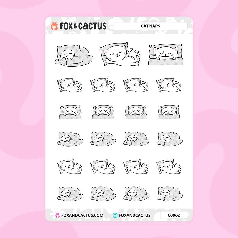 Cat Nap Stickers by Fox and Cactus