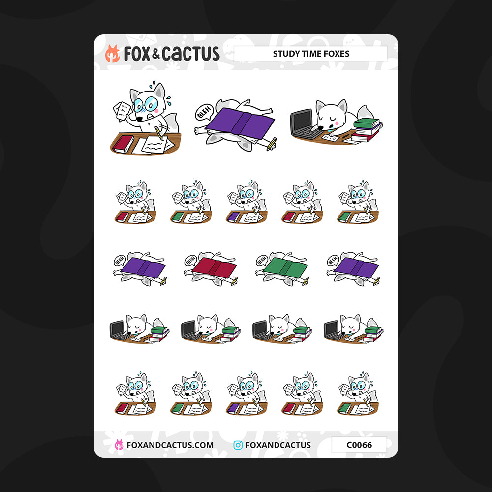 Study Fox Stickers – Fox and Cactus