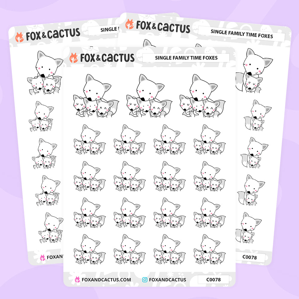 Single Family Time Fox Stickers by Fox and Cactus