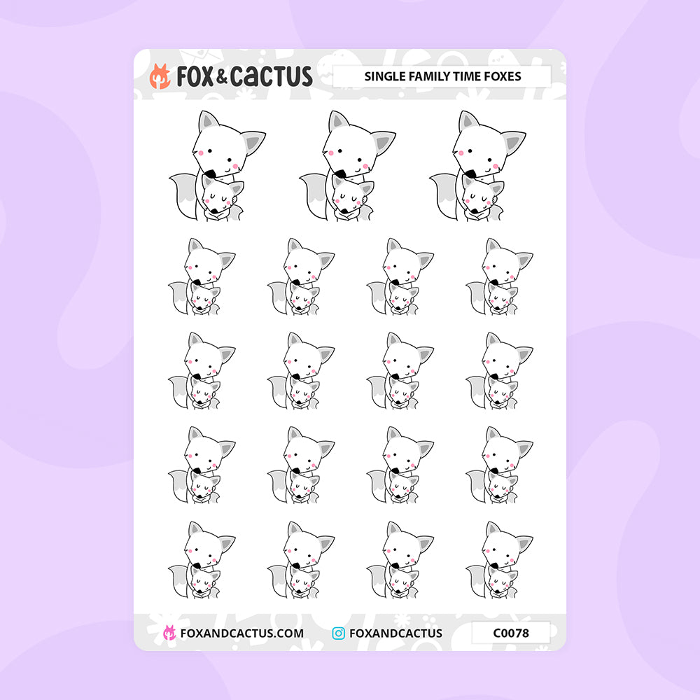 Single Family Time Fox Stickers by Fox and Cactus