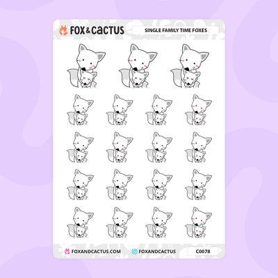 Single Family Time Fox Stickers by Fox and Cactus