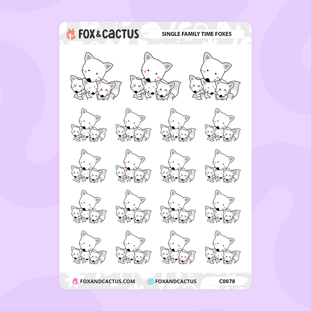 Single Family Time Fox Stickers by Fox and Cactus