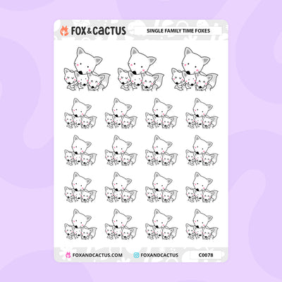 Single Family Time Fox Stickers by Fox and Cactus
