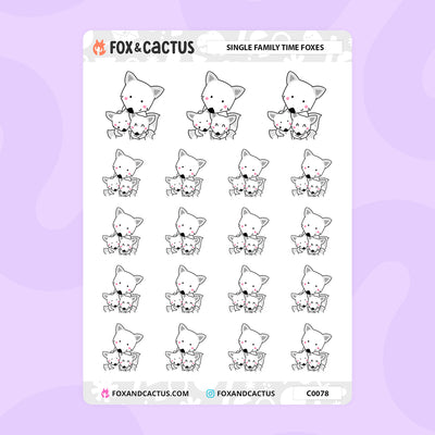 Single Family Time Fox Stickers by Fox and Cactus