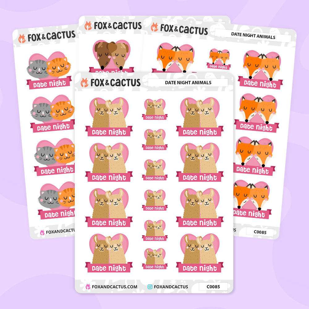 Date Night Animal Stickers by Fox and Cactus