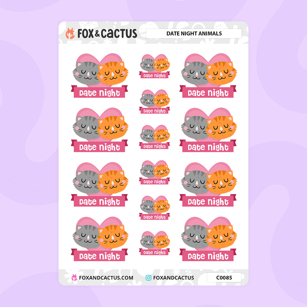 Date Night Animal Stickers by Fox and Cactus