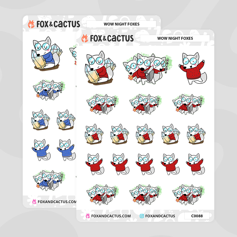 WoW Night Fox Stickers by Fox and Cactus