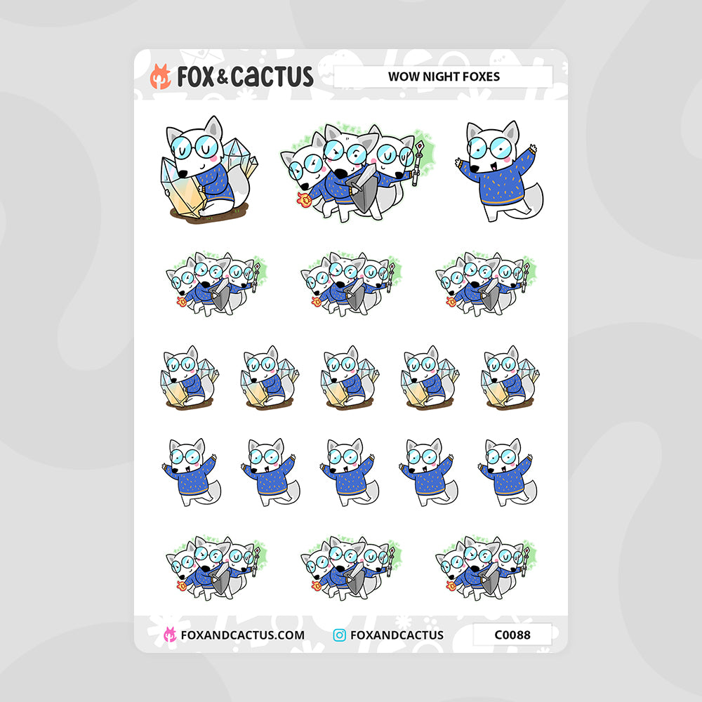 WoW Night Fox Stickers by Fox and Cactus