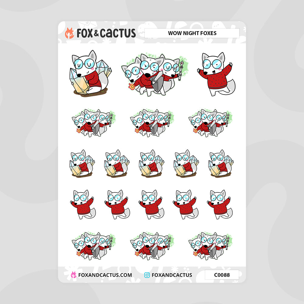 WoW Night Fox Stickers by Fox and Cactus