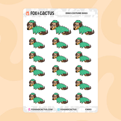 Dinosaur Costume Dog Stickers by Fox and Cactus