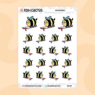 Killer Bee Stickers by Fox and Cactus