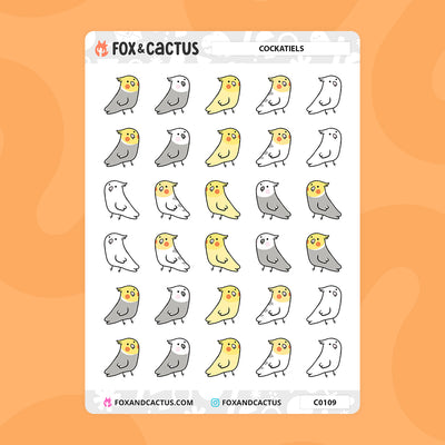 Cockatiel Stickers by Fox and Cactus