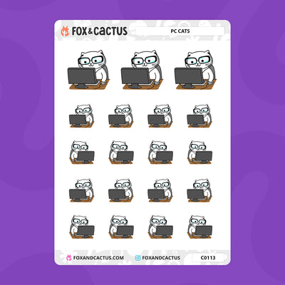 PC Cat Stickers by Fox and Cactus