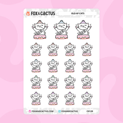 Old AF Cat Stickers by Fox and Cactus