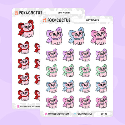 Gift Piggy Stickers by Fox and Cactus