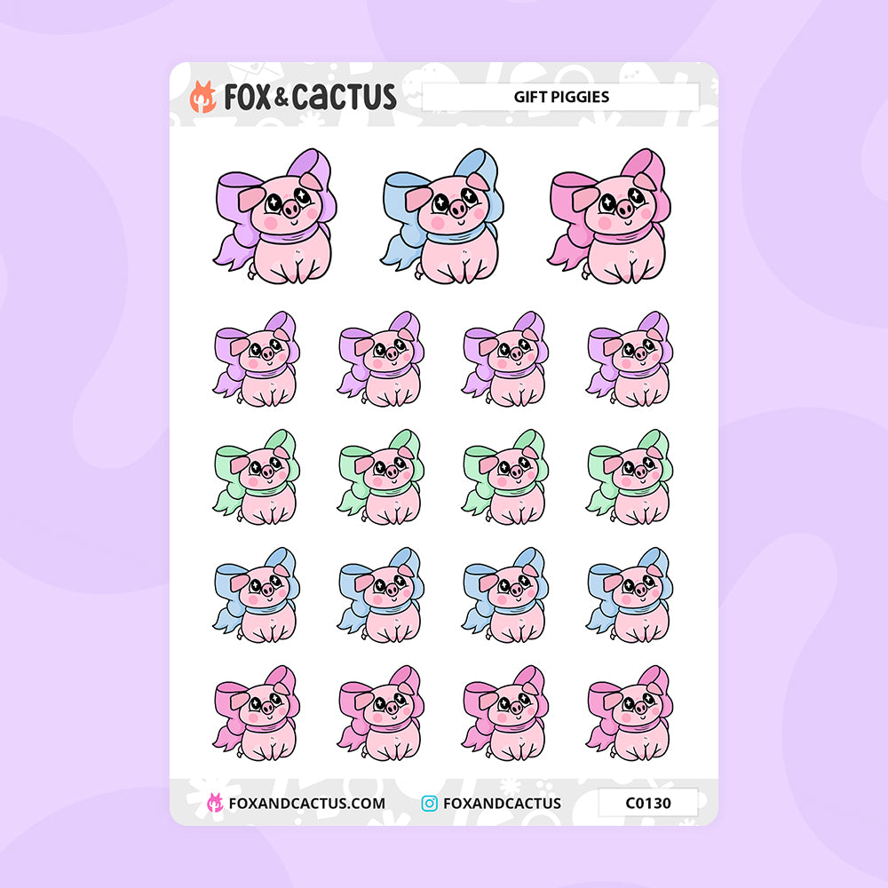 Gift Piggy Stickers by Fox and Cactus