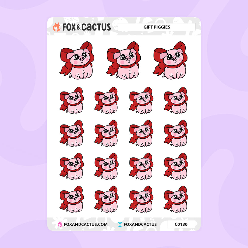 Gift Piggy Stickers by Fox and Cactus