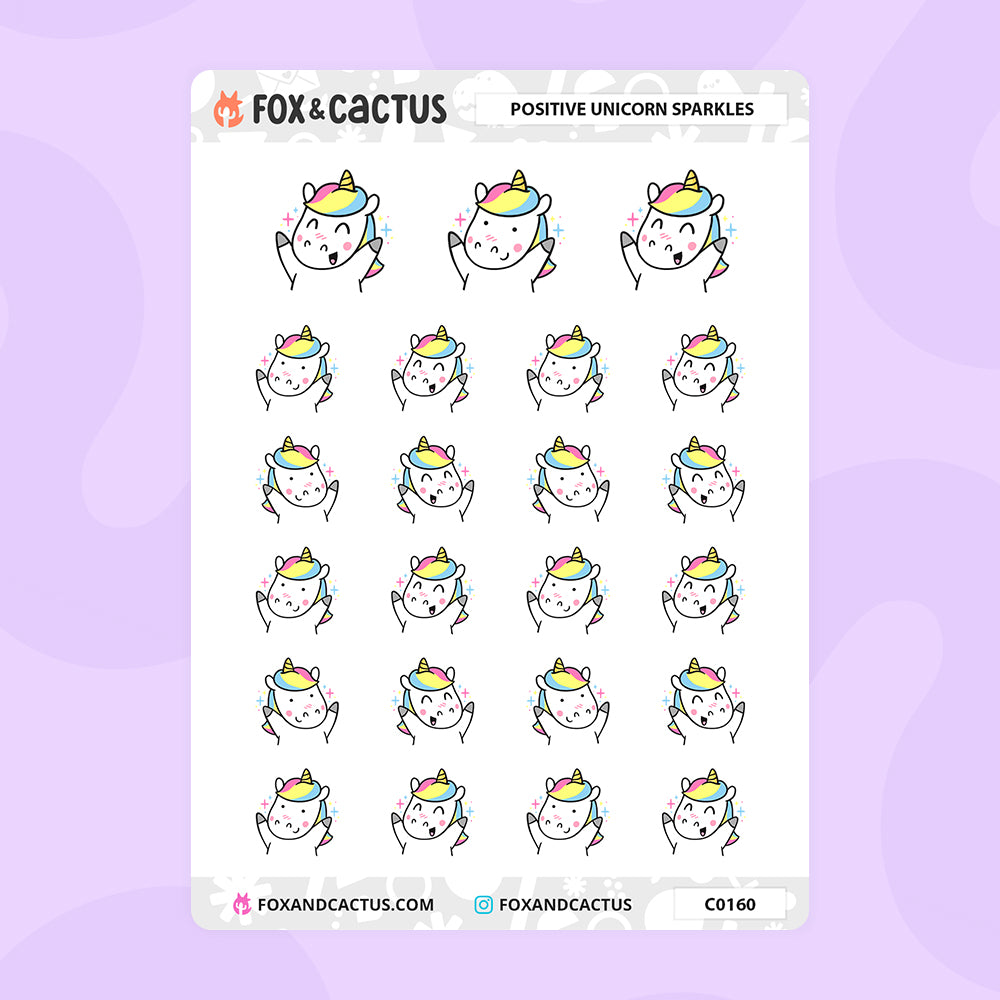 Positive Unicorn Sparkles Stickers by Fox and Cactus