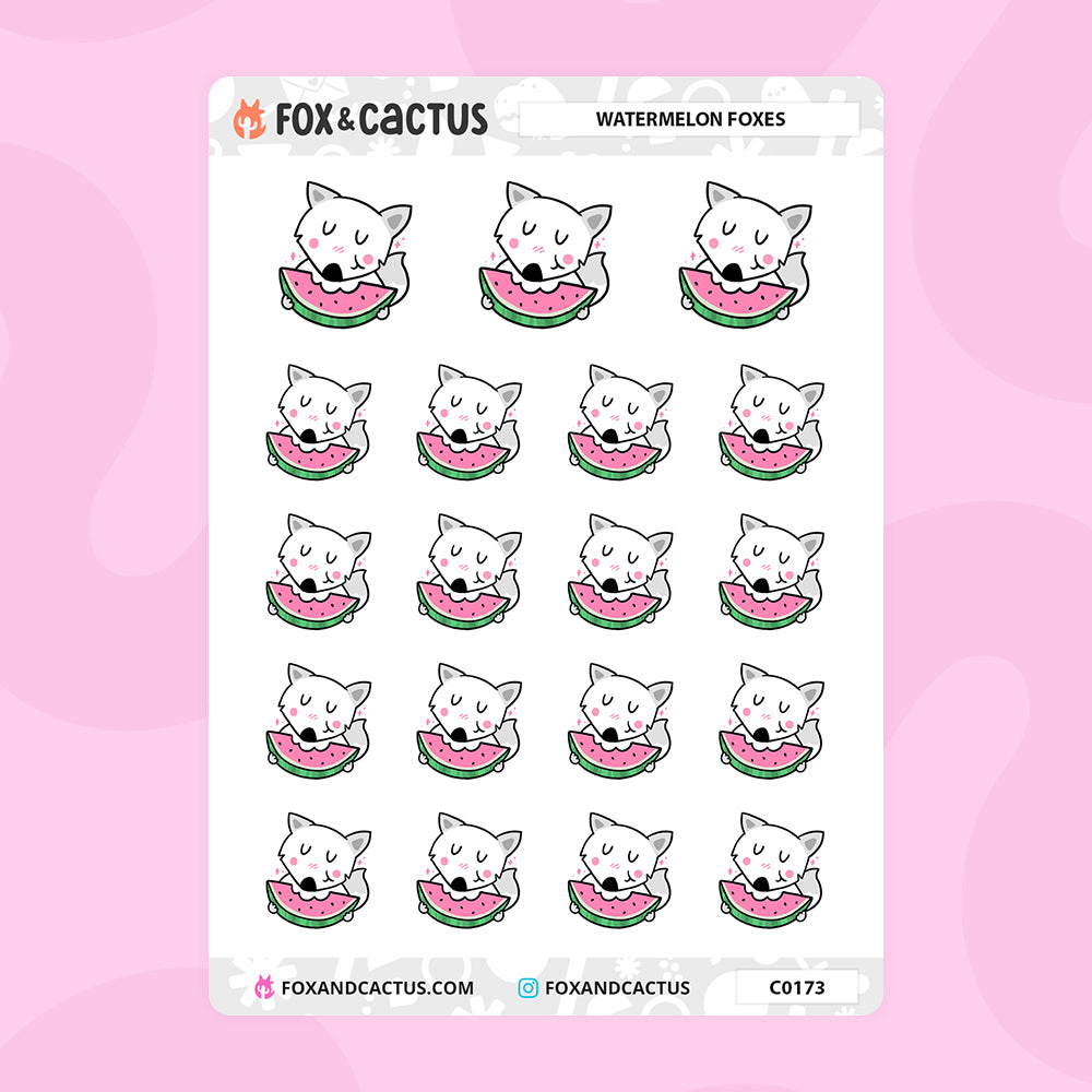 Watermelon Foxes Stickers by Fox and Cactus