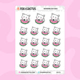 Watermelon Foxes Stickers by Fox and Cactus